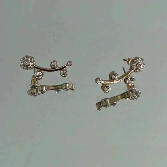 💟💎Vintage Crystal Floral  Stem Earrings - Picture 4 of 13